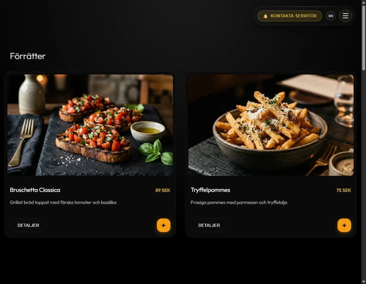 Premium Menu digital QR-meny för gäster